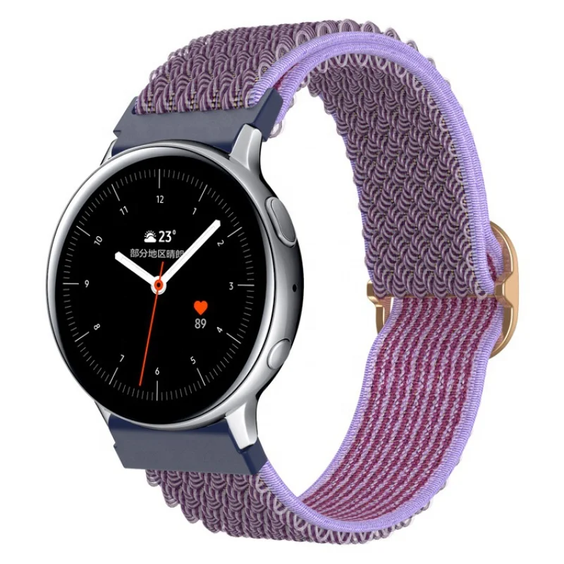 Bracelet de montre en nylon réglable pour Samsung, motif de vague, commandé, doux, respirant, tressé, 20mm, 22mm