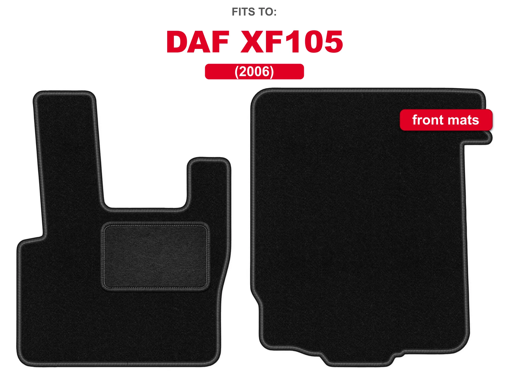 Velour vloerkleden voor: DAF XF105 2006 vrachtwagen zwart auto voorste tapijtmatset voor voertuigvloer