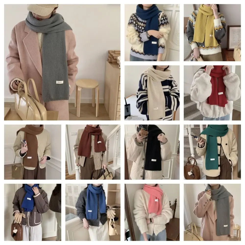 Sciarpa di lana con lettera Scialle di cashmere Scialle lungo Sciarpe di cashmere invernali Sciarpe di stile coreano Sciarpe di lana Sciarpa calda Autunno Inverno