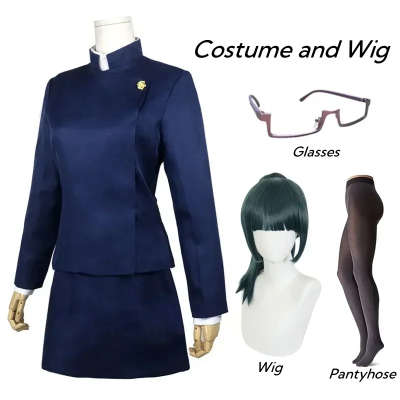 jujutsu-kaisen-maki-zenin-cosplay-costume-maki-zenin-glasses-wig-top-skirts-full-set-maki-halloween-party-uniform-for-women-men