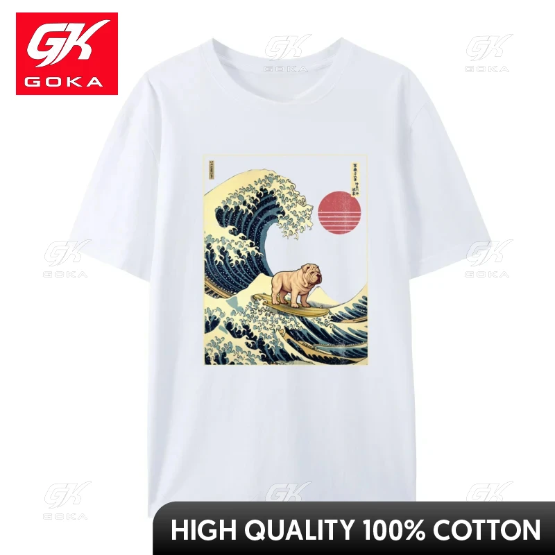 Shar Pei Japanese Kanagawa Wave Funny Surf Dog Cool Hot Sale Men Top T-Shirts Camisa Cotton Tops Shirt Tee Shirt Drop Shipping