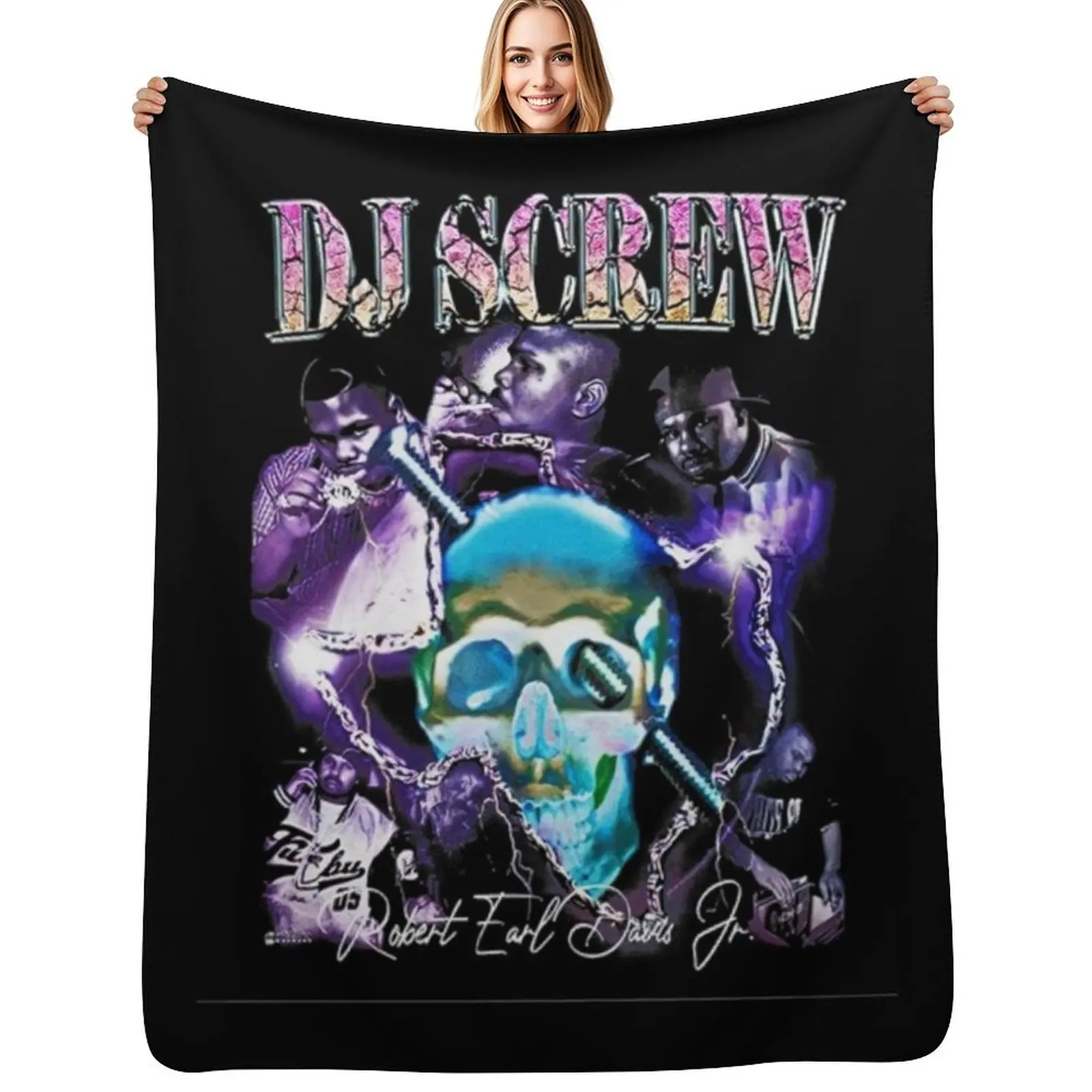 Dj Screw Throw Blanket Soft halloween Plaid on the sofa Thin Single Retros Blankets