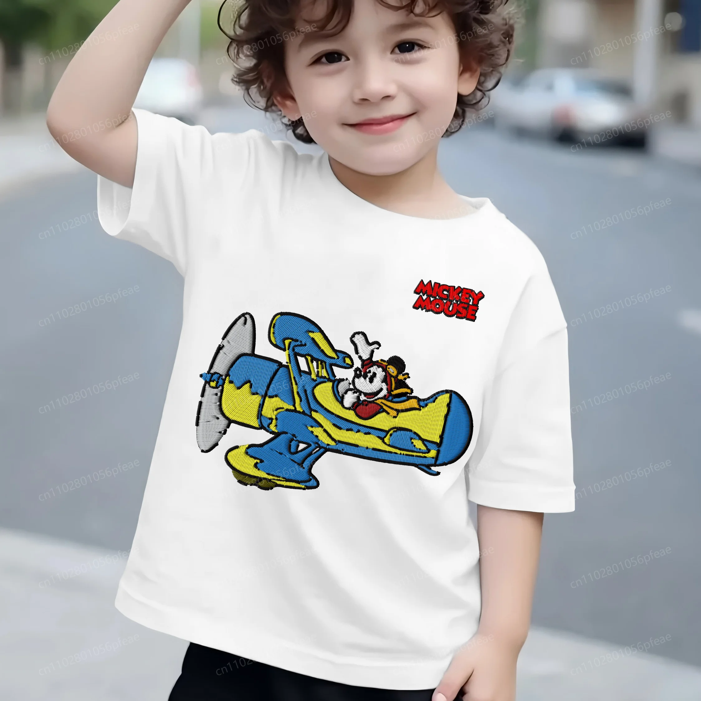 

Boy Clothes Embroidery Mickey 3D Printing Texture Children's Clothing Boys 2025 Kids O-neck T-shirt Mickey T-shirts Top Summer
