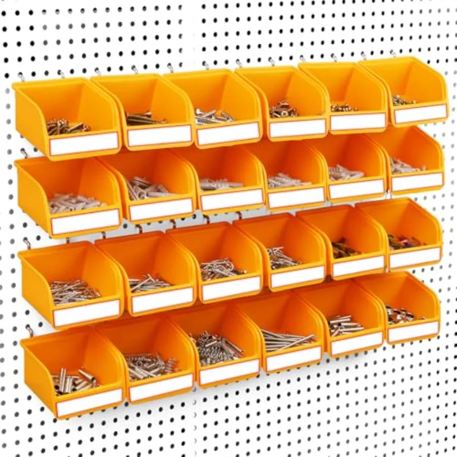 

Pegboard Bins Organizer Set 24-Pack - Durable Storage Tray for Screws, Nuts, Bolts, Hardware, Crafts, Accories Fits Standard Pe