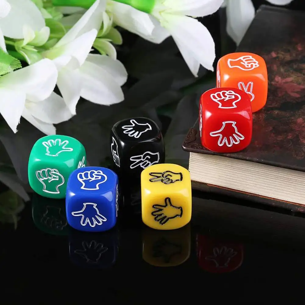 Finger Guessing Dice Bar Game Dice 12pcs Rock Paper Scissors Dice Set Mini 1cm Colorful Gaming Cubes Portable Finger for Kids