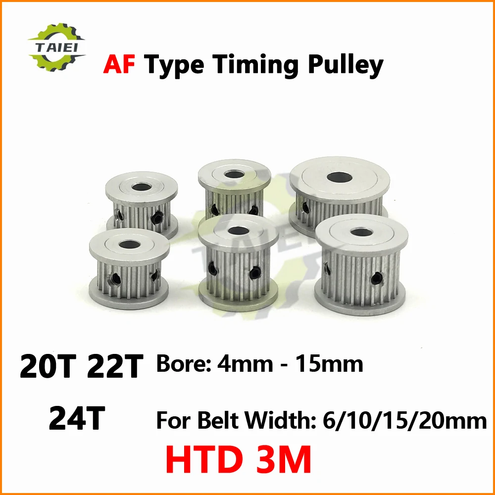 

HTD 3M Synchronous Pulley 20T 22T 24Teeth Keyway Bore 4/5/6/6.35/8/10/12/15mm Fit Belt Width 6/10/15/20mm 3M Timing Wheel Gear