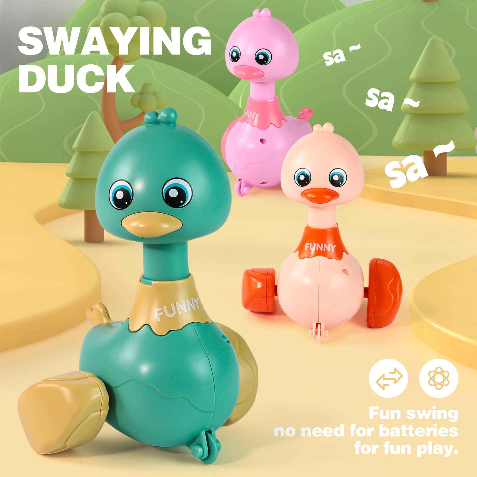 

Children's press toy car, cute swinging duckling, press forward without battery, children's birthday gift