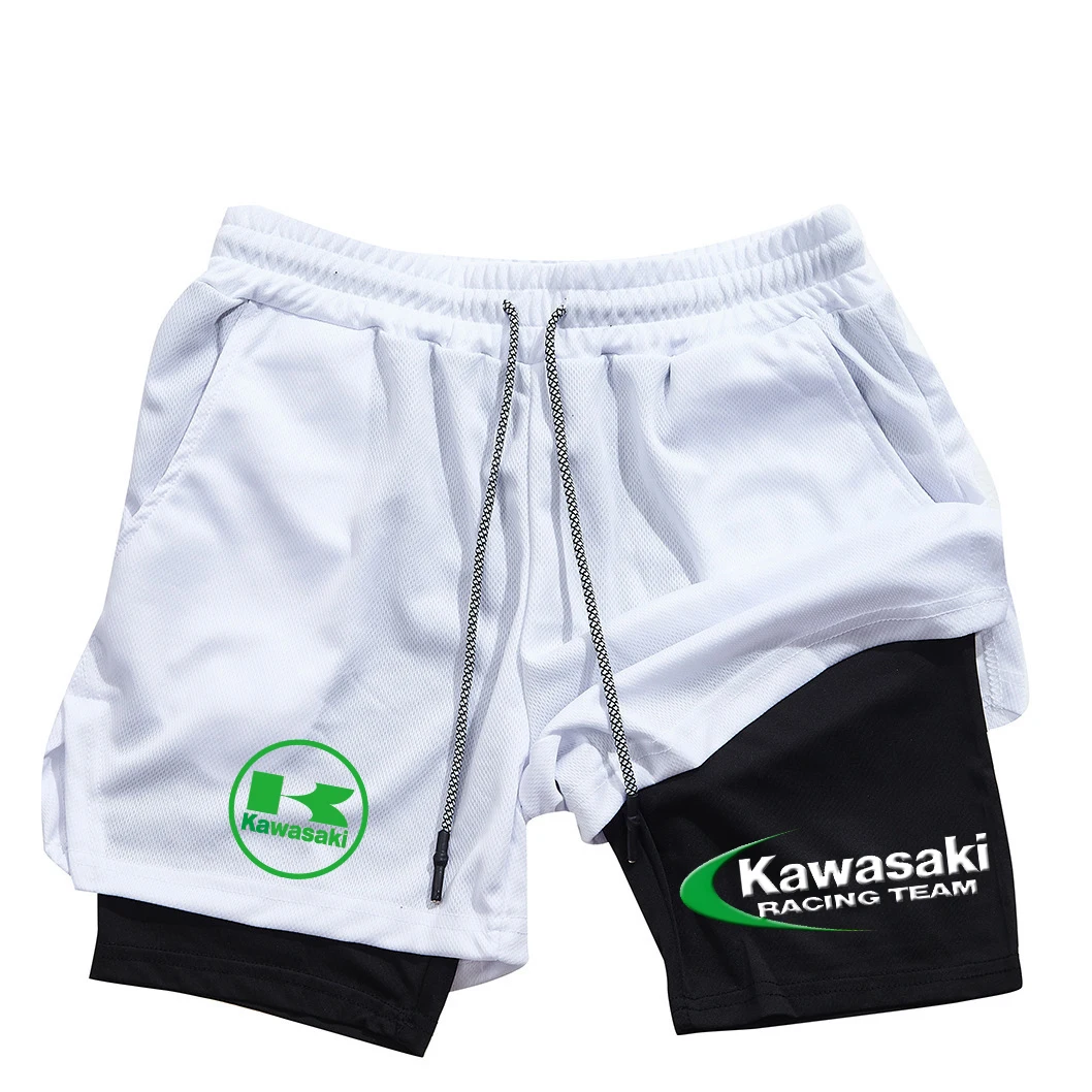 กางเกงขาสั้นวิ่ง Kawasaki 2 in 1 สำหรับออกกำลังกาย ยืดหยุ่น ใส่สบาย แห้งเร็ว ระบายอากาศได้ดี เหมาะสำหรับฤดูร้อน