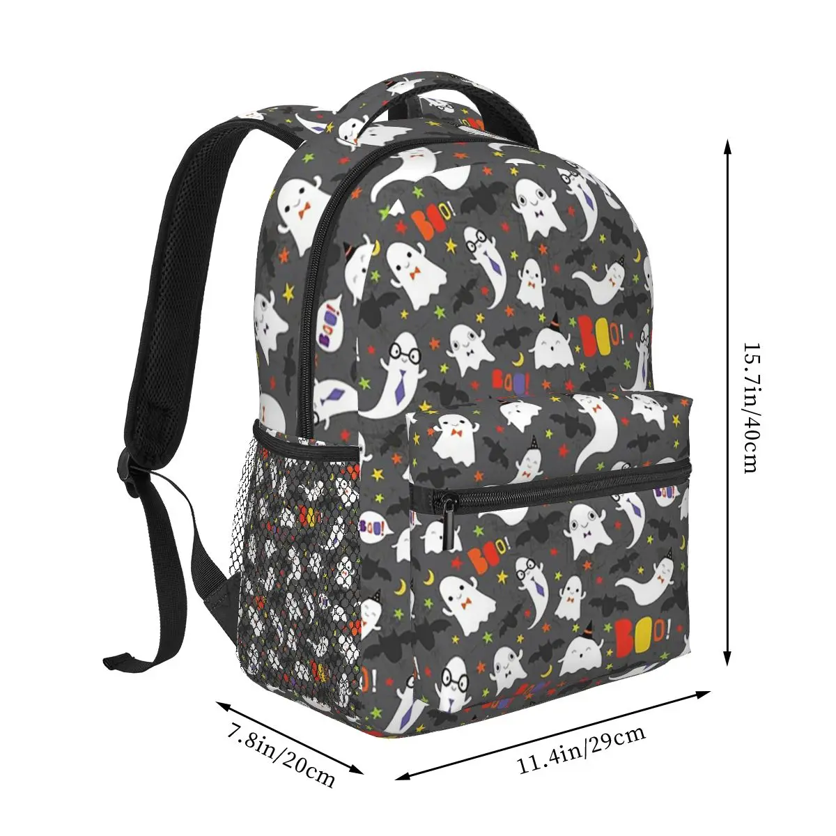Spooky Ghost Halloween Cartoon Backpack Student Boys Girls BookBag Children School Bag Computer Shoulder Bags for Men Women