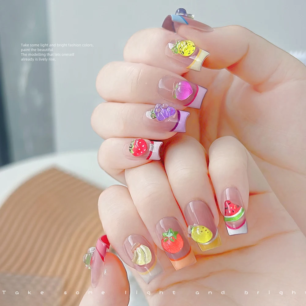 50pcs 3D Mixed Fruit Series Nail Art Charms Kawaii Cherry Strawberry Honey Peach Watermelon Nail Decor Resin Nail Accessories