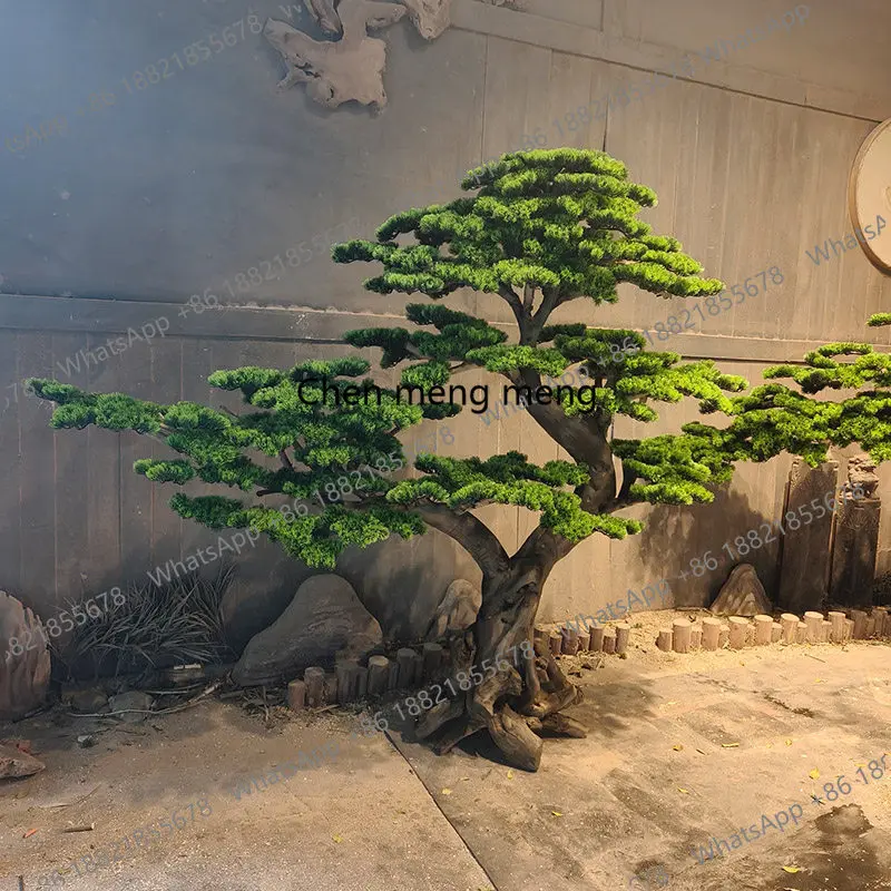 Simulated welcome pine Luo Hansong large fake tree green plant landscaping hotel window landscape decoration