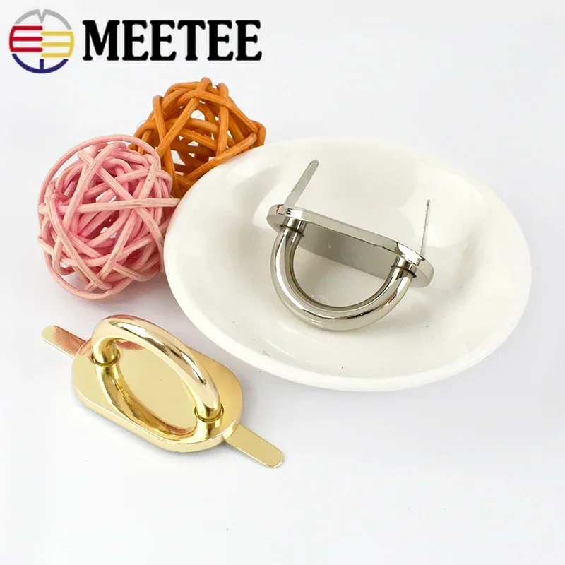 Meetee 5/10/20Pcs D Ring Metal Bag Buckles Leather Handbags Clasp Hardware Side Clip Hook for Sewing Decor Material Accessories