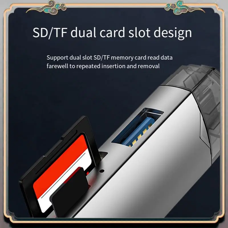 Durable 6 In 1 Card Reader External U Disk TF/SD Card Keyboard Mouse 5Gbp/S USB Type-C Interface Card Adapter