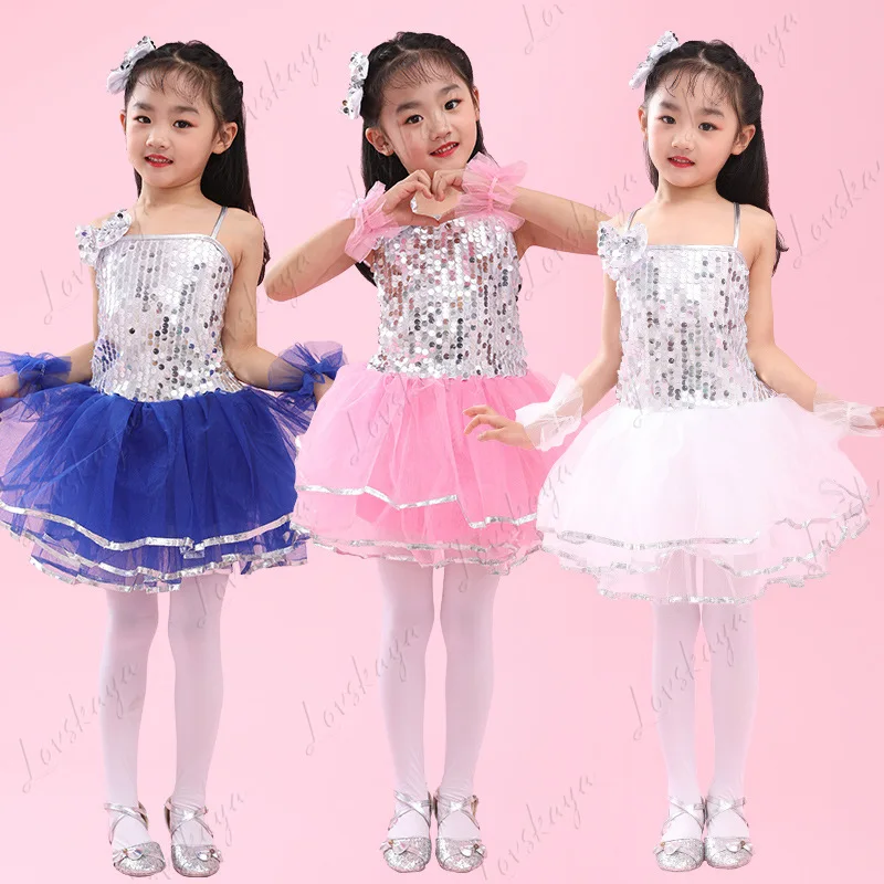 

Детская одежда для выступлений Юбка-пачка для девочек Газовая юбка Детский сад с блестками