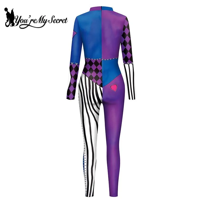 [Sei il mio segreto] Anime Harley Quinn Costume Cosplay pantaloni Sexy Leggings Fitness Halloween Party tuta donna abiti Zentai