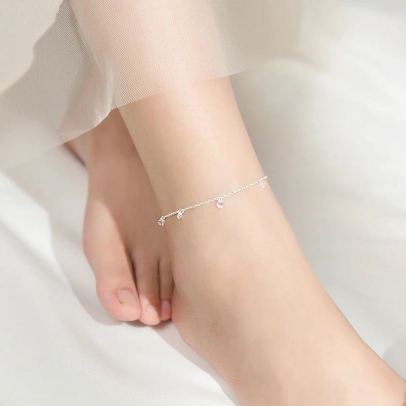 Modian Shining Zircon Anklet Authentic 925 Sterling Silver Fashion Barefoot Original Chain Bracelet For Women Fine Jewelry
