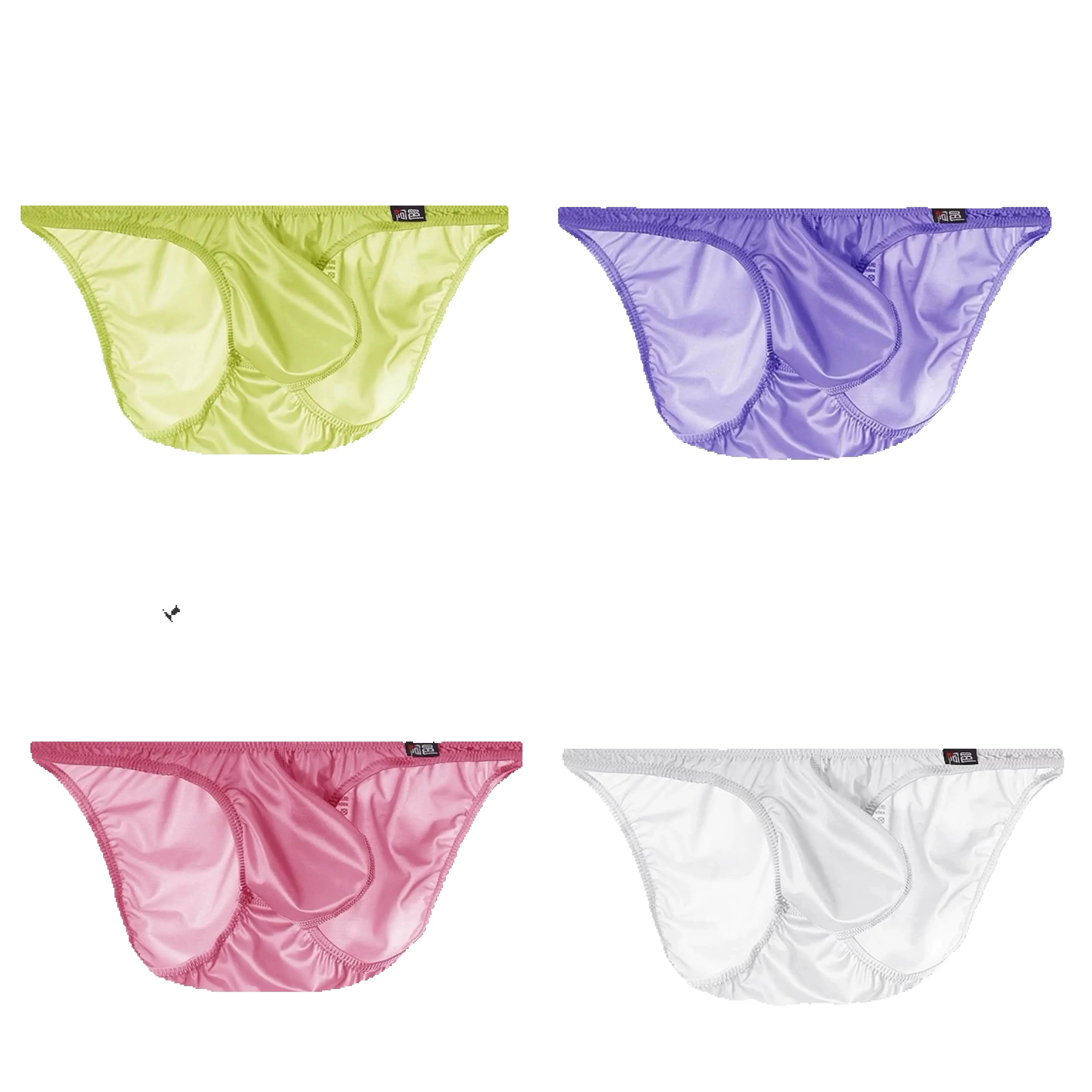 Men's Satin Briefs Underwear Personalized Black Red Blue Party Panties Comfortable Male Boxer Shorts
