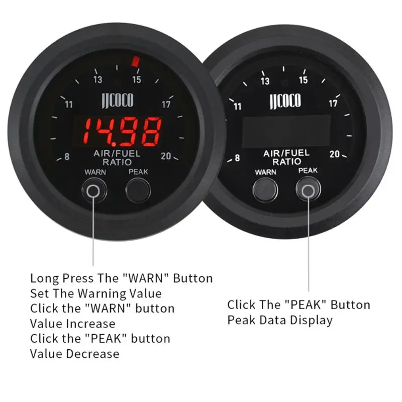 Reliable Air Fuel Ratio Measurement Kit,Lsus 4.9 Sensor, 2-1/16 Inch 52Mm Wideband UEGO Digital AFR Oxygen Sensor 06J90626