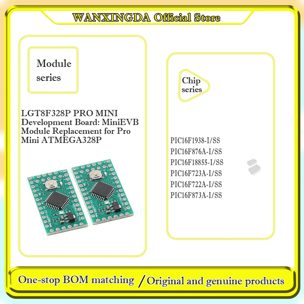 PIC16F1938-I/SS PIC16F722A PIC16F723A PIC16F873A PIC16F876A PIC16F18855 LGT8F328P PRO MINI Development Board