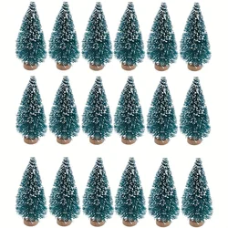 24pcs, Mini Christmas Sisal Snow Frost Tree with Wooden Bottling Brush - Perfect Desktop Tree for Christmas Party and Home Decor
