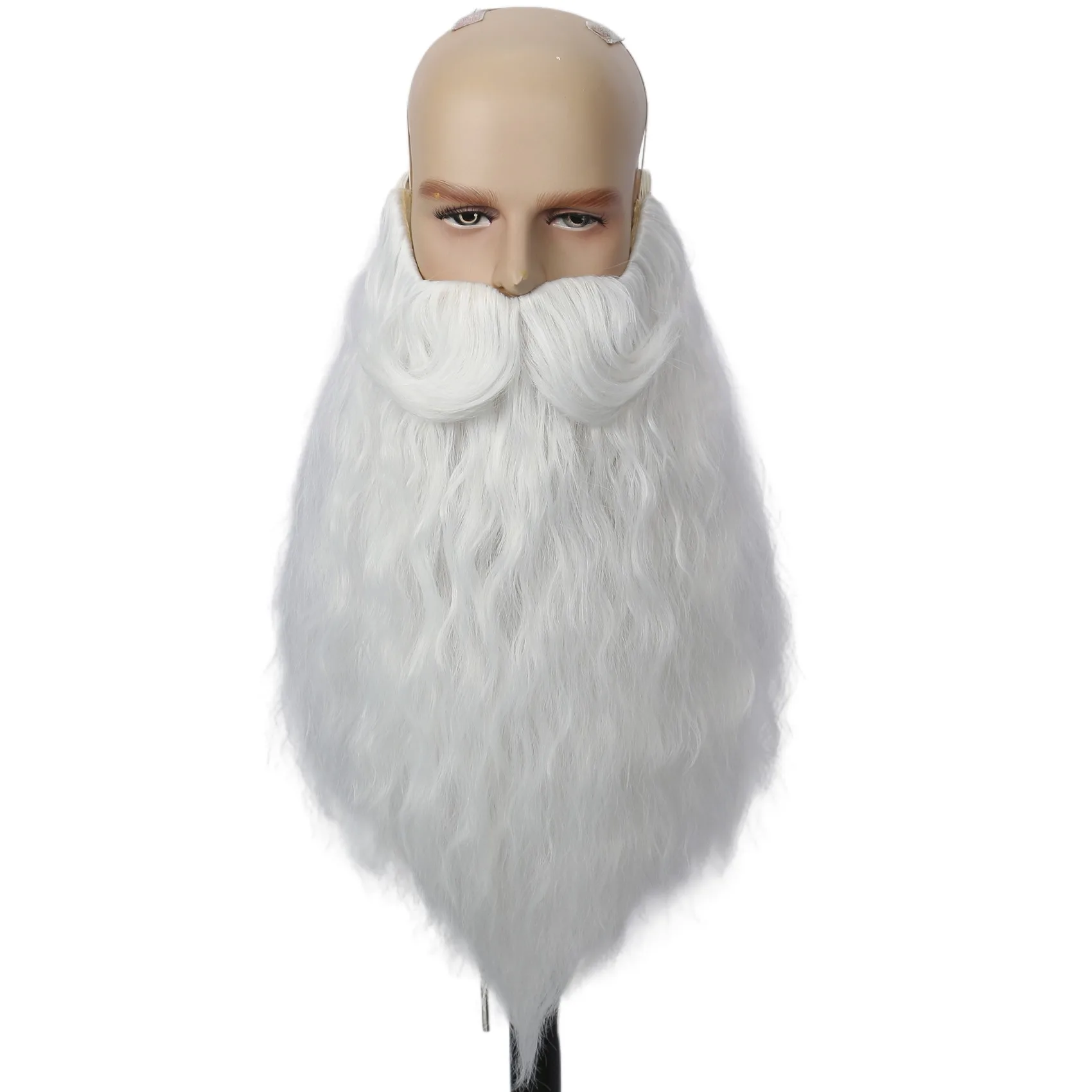 Mens Long Curly Fake Beard Heat Resistant Synthetic Hair for Wizard Costume Halloween