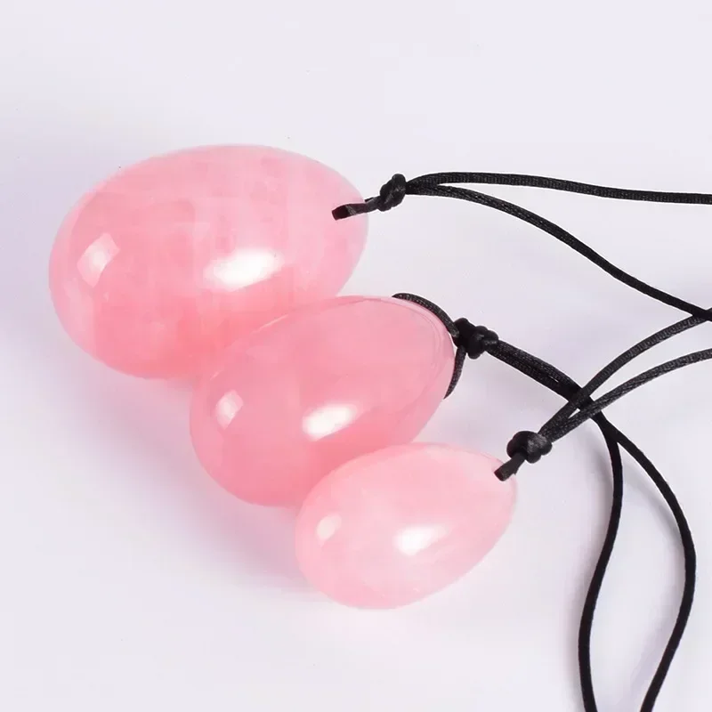 مجموعة بيض يوني كوارتز وردي طبيعي نقي 100% كرات تمرين كيجل كرات مهبلية لبيض العضلات مدلك كرة لشد المهبل #3