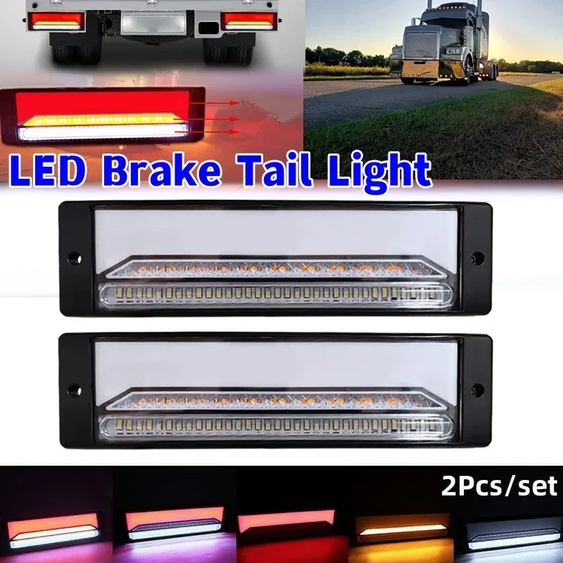 Car Brake Tail Light LED Modified Brake Tail Lights Running Light Flowing Turn Signal Lamp for Truck Trailers