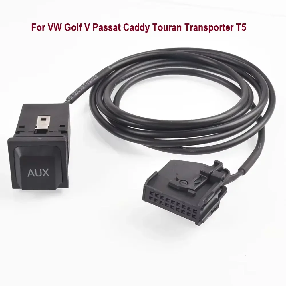 Auto Car Aux-in RNS2 MFD2 AUX Button Audio Adapter Socket Kit 18Pin For VW Golf V Passat Caddy Touran Transporter T5