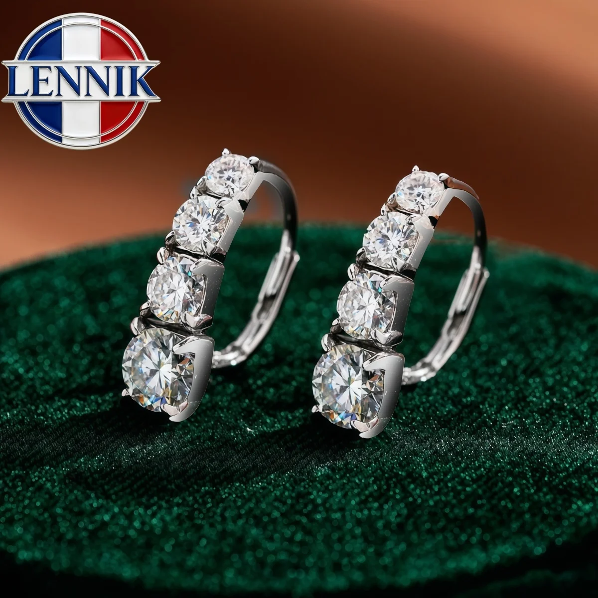1.92ct D Color Moissanite Hoop Earrings for Women 8 Stones S925 Sterling Silver Stud Ear Fine Jewelry Anniversary Gift