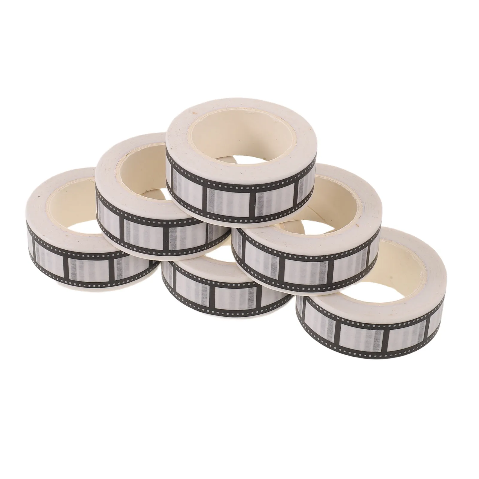 6Rolls Decorative Vintage Filmstrip Washi Tape Black White Frame Stickers Scrapbook Planner Journaling