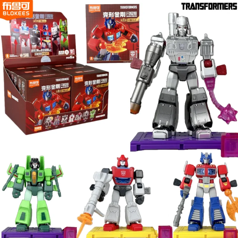 BLOKEES Transformers Brick Man Shining Edition 1ère Génération Optimus Prime Megatron Modèle Assemblé Ornement de Bureau Jouet Cadeau
