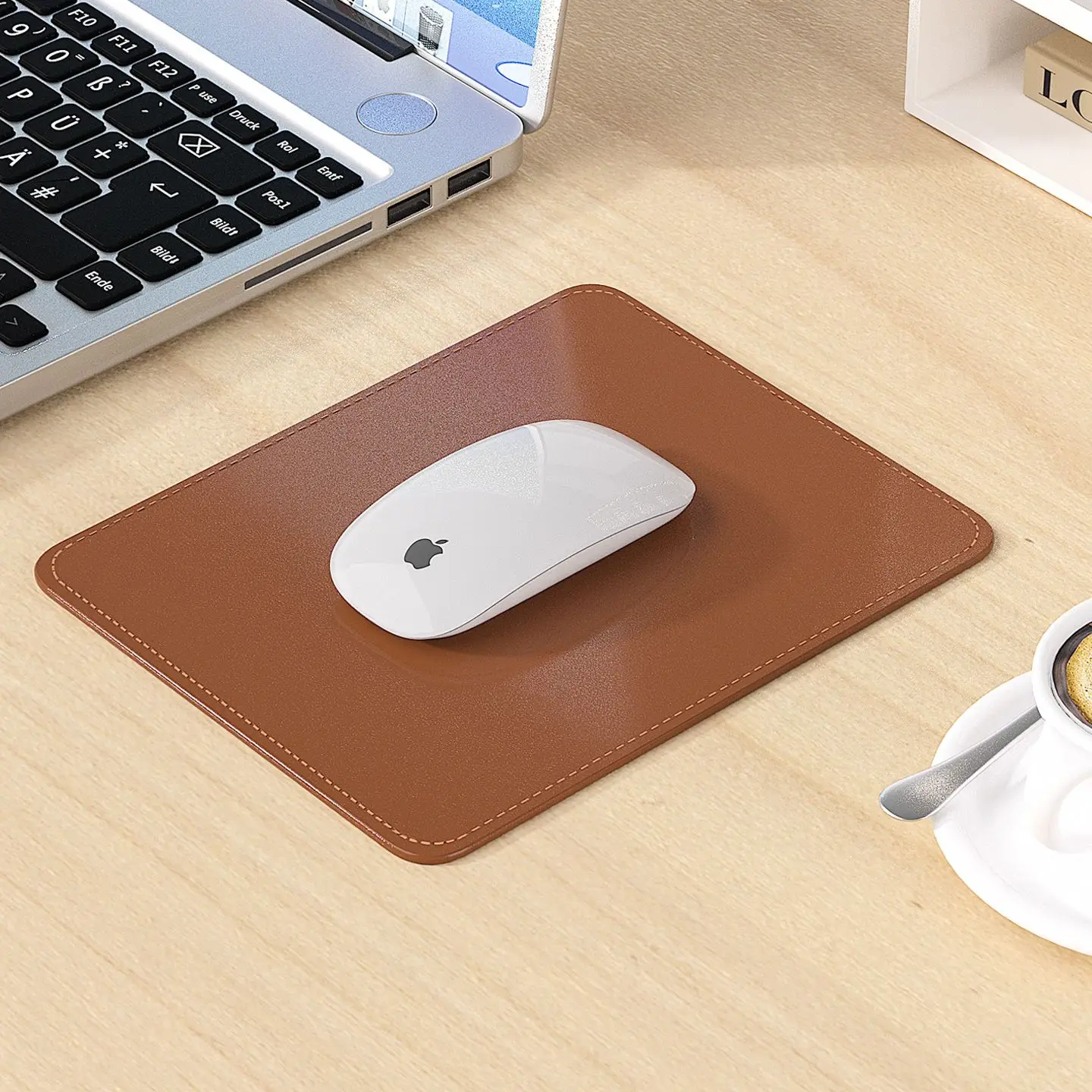 Alfombrilla de ratón de cuero, alfombrilla de ratón de PU con borde cosido, alfombrilla de ratón antideslizante, accesorios de escritorio para juegos