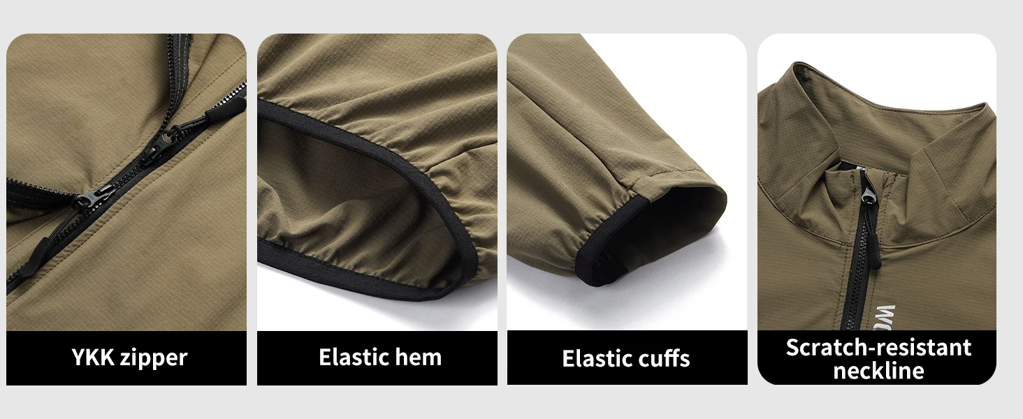 WOSAWE Unisex Fahrradjacke Wasserabweisend Leichtgewicht Herren Windbreaker Doppelreißverschluss YKK Reflektierend – Detail 30