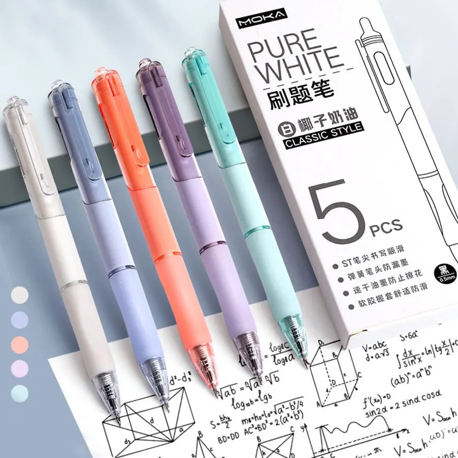 

5 шт., гелевая ручка ST, гладкая, быстросохнущая, 0,5 черная ручка, высококачественные шариковые ручки, школьные принадлежности, канцелярские принадлежности