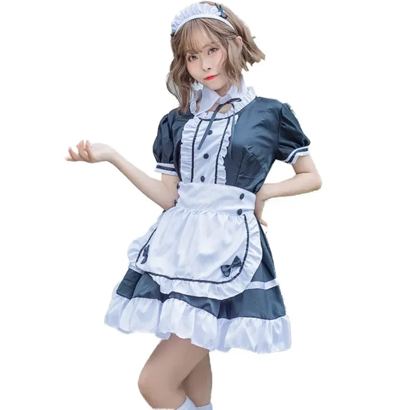 S-6Xl doce lolita vestido francês empregada traje de mangas curtas feminino sexy mini pinabefore bonito ouji roupa de halloween para meninas mn8