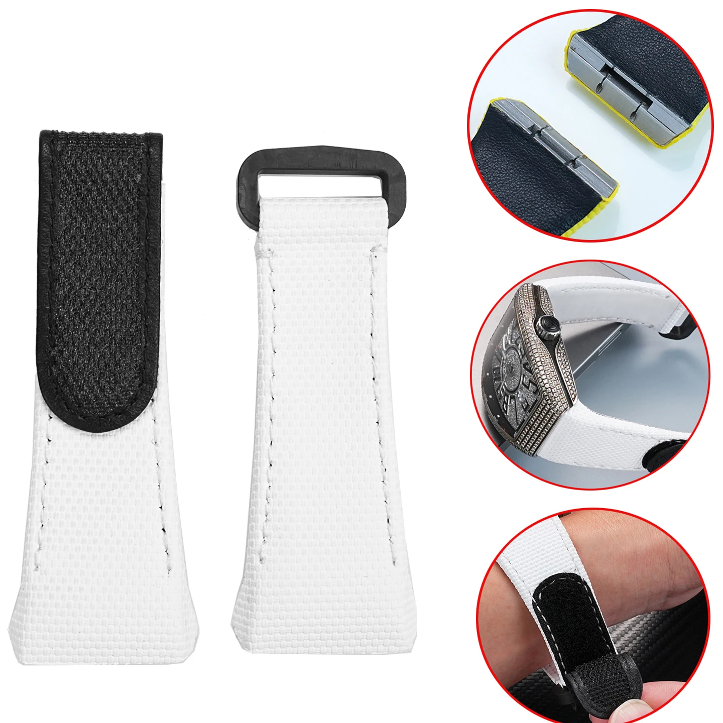 Для Frank Muller V45 ремешок для часов V32 V41 фторкаучуковый ремешок для часов Famulan Series холст браслет по индивидуальному заказу красный белый желтый