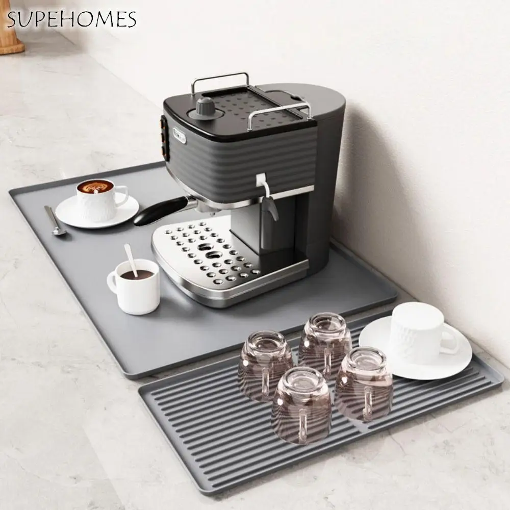 

Durable 2 in 1 Coffee Machine Mat Silicone Waterproof Coffee Bar Mat Insulated Non-slip Drain Pad Home