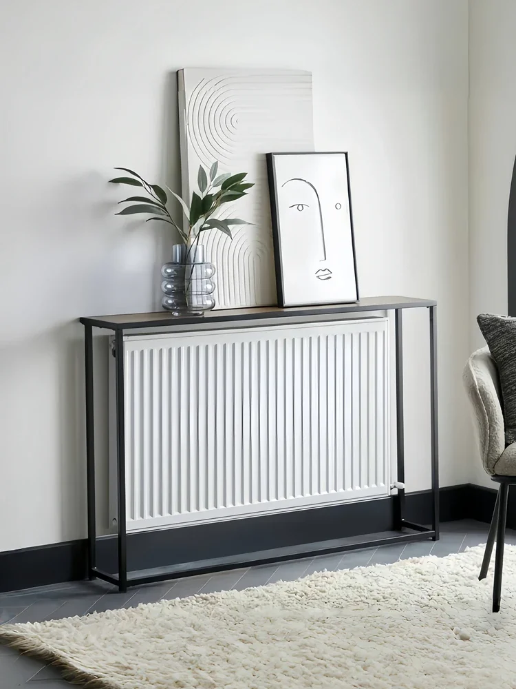 

Shelf above the radiator against the wall Floor-to-ceiling shelf Extremely narrow shielding cabinet Vertical wrought iron long