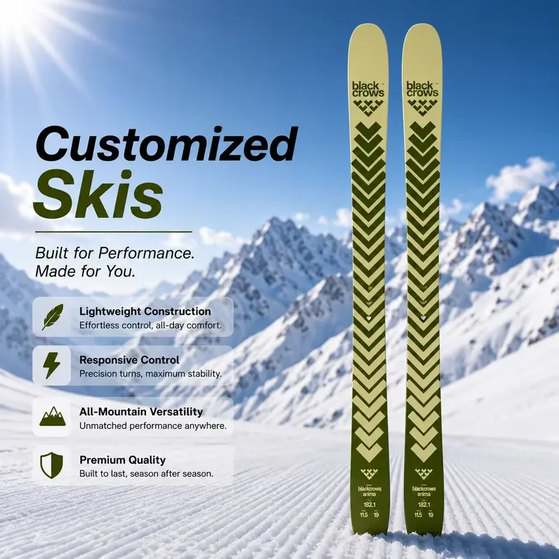 Winter Freestyle Freeride All Mountain Skis Carbonfiber Reinforced 1 Year Warranty OEM/ODM Customized Factory