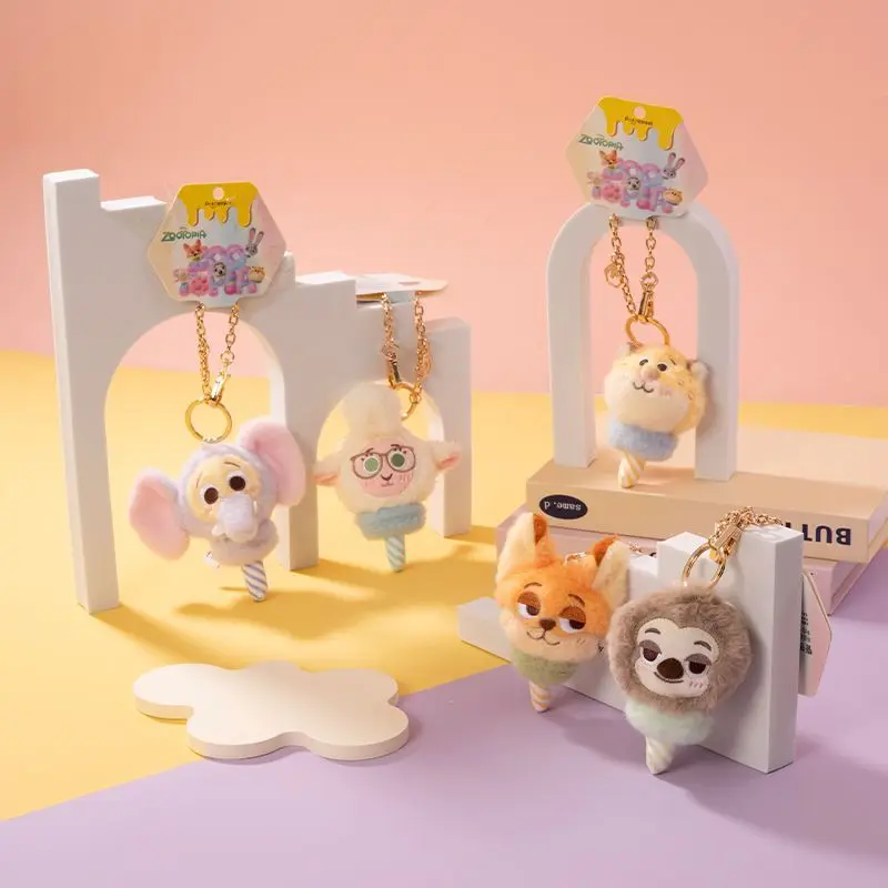 Oryginalny breloczek pluszowy Disney Zootopia Judy i Nick, breloczek pluszowy lizak, kawaii super słodki breloczek, zawieszka do torby, prezent świąteczny