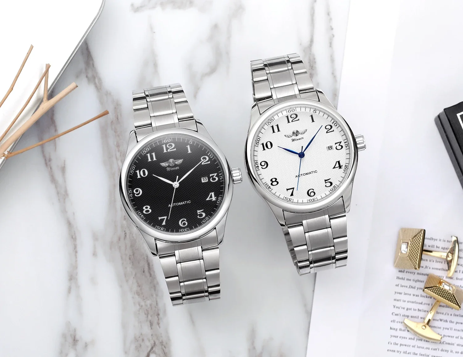 T-WINNER повседневные модные мужские автоматические механические часы с полым календарем, синие стрелки, дизайн, деловые наручные часы из нержавеющей стали