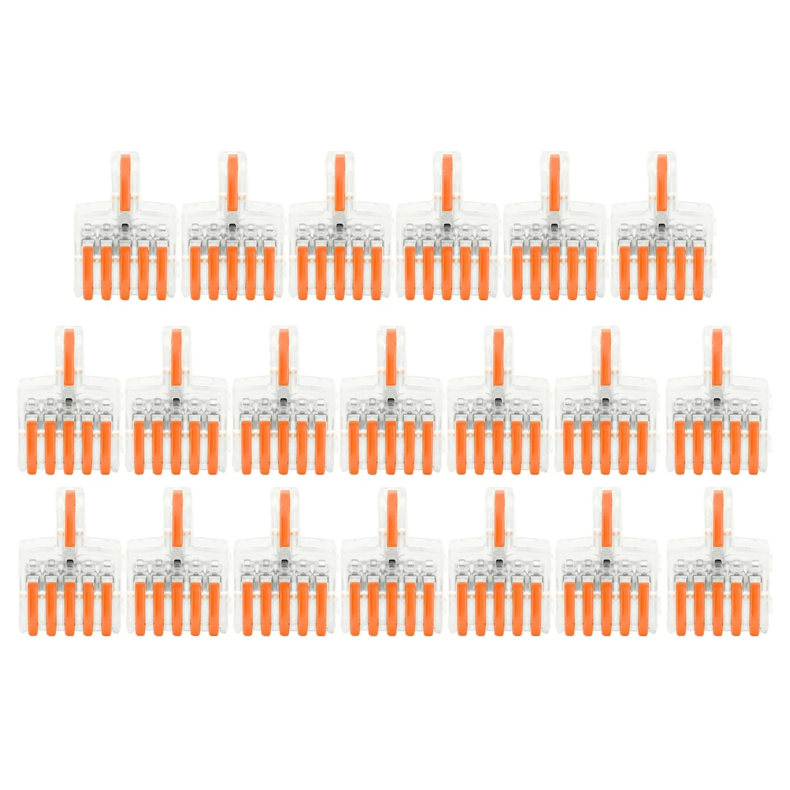 

20Pcs Wire Quick Connector SPL Terminal Block TType Copper Conductor Line Splitter 5 into 1(Orange )