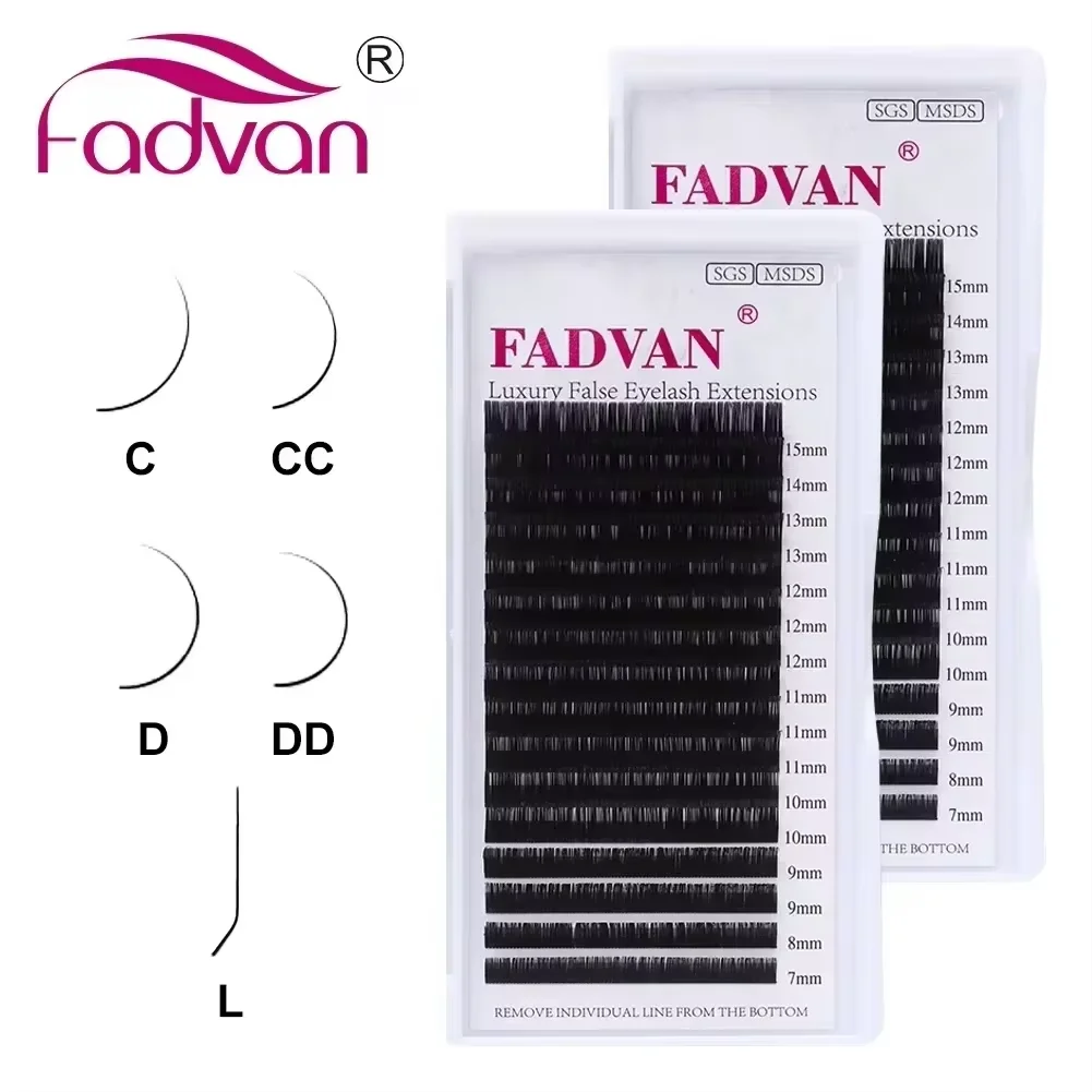 Fadvan Classic 16 Lines Faux Mink Natural Eyelash Extension C/CC/D/DD Curl Individual Makeup Lashes Extension Supplies