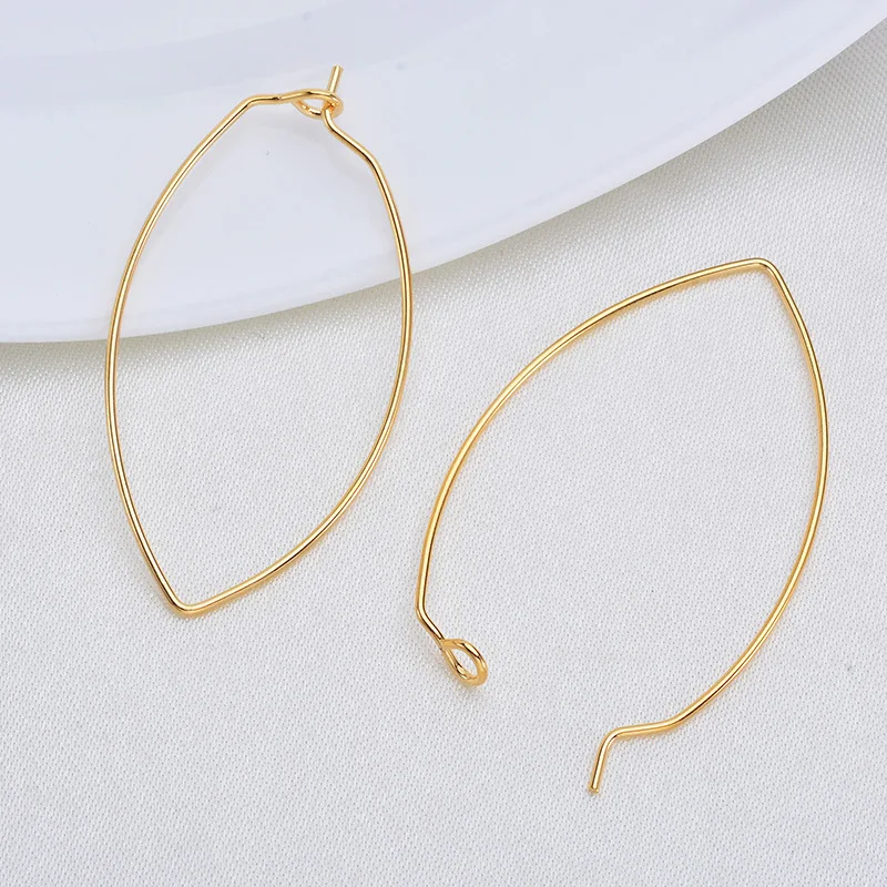 

19*38MM Color Retention Real Gold Plated Copper Oval Earring Loop Clasps Hooks DIY Jewelry Making Findings Accessories