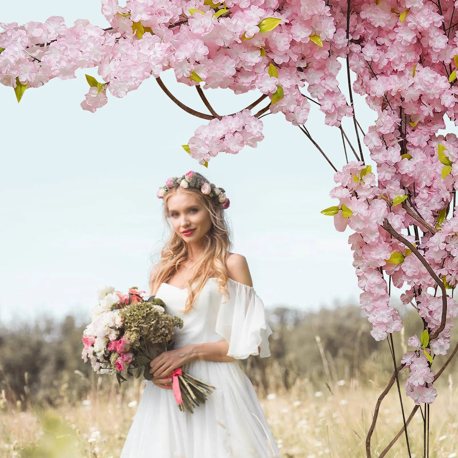 

Искусственное вишневое дерево, арочные розовые искусственные цветочные деревья для офиса, спальни, вечеринки, декор своими руками, свадьба, рождественские украшения