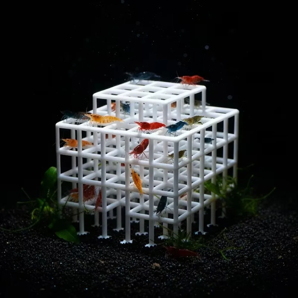 3D Printed Fish Shrimp Hideout Shelter Plastic Natural Look Shrimp Hiding Place Grid Multi-level Hollow Out