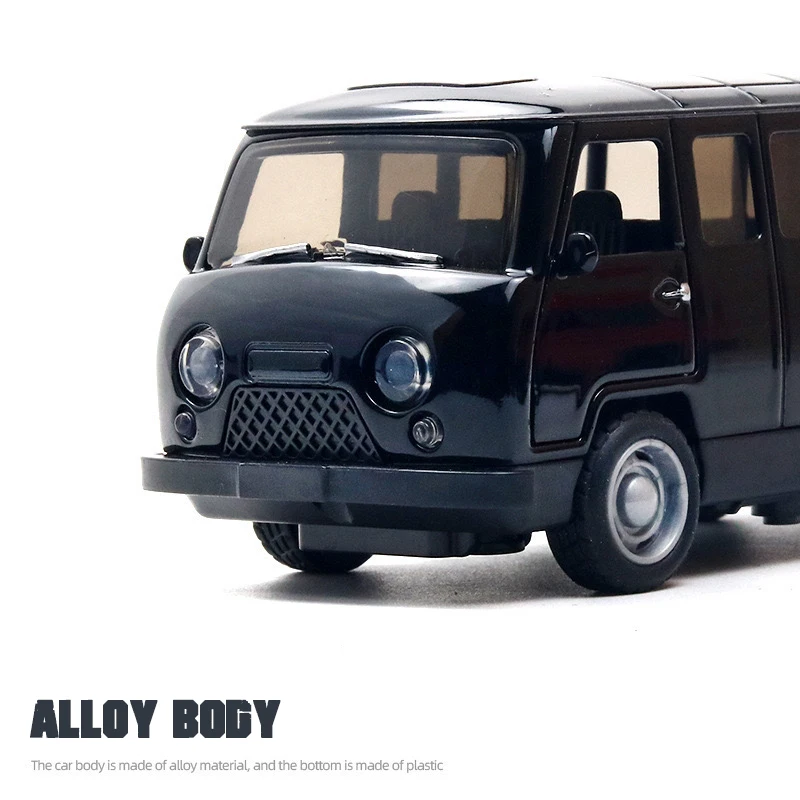 1:36 Alloy Vintage Diecast Car Model Cute Cartoon Van Classic Pull Back Car Model Miniature Vehicle Replica For Collection Gift