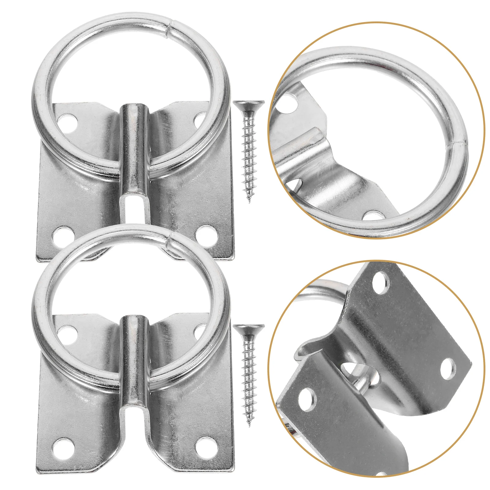 

4 Pcs Horse Tie Ring 7x60 Safety Rings Heavy Duty Equestrian Equipment Stainless Metal Blocker Bolt Wooden Wall