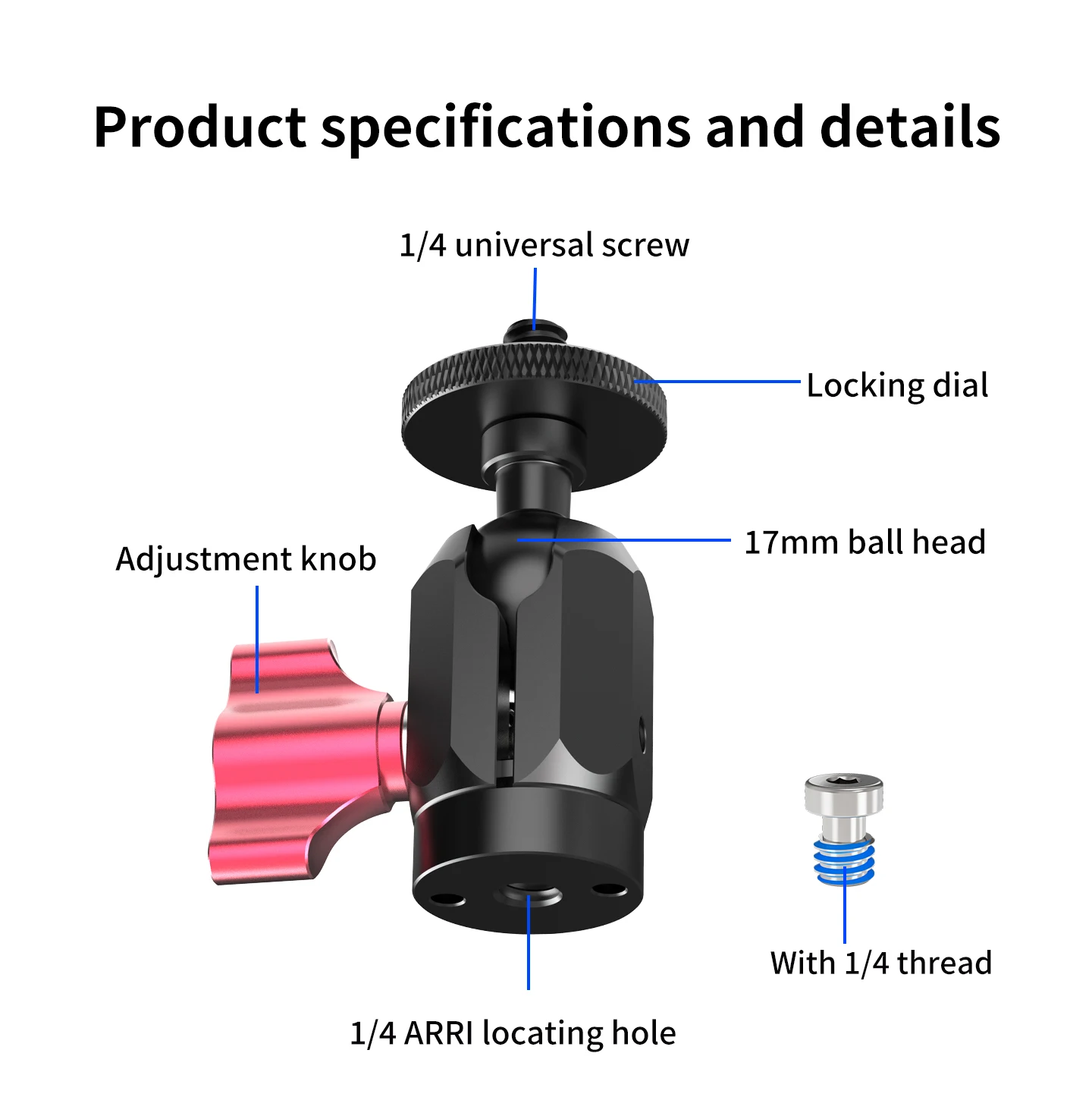 Hochleistungs-Vakuumsauger 1/4 Zoll Kugelkopfhalterung für Insta360 Luna Ultra DJI Osmo Pocket 4P DSLR Kamera Stabilisator Monitorhalter – Detail 13