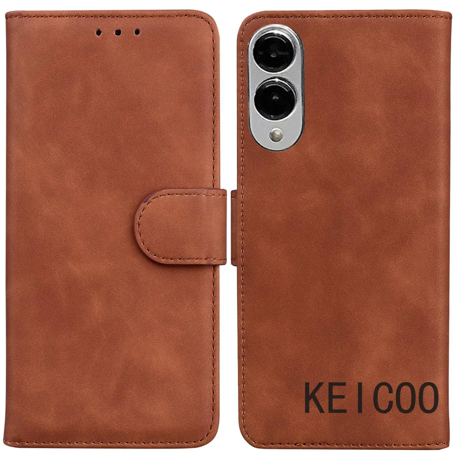 

Откидная крышка Skin Feel для Samsung Galaxy S22 S23 S24 S25 FE Edge Ultra Plus Ретро-бумажник с слотом для карт Однотонный чехол для телефона
